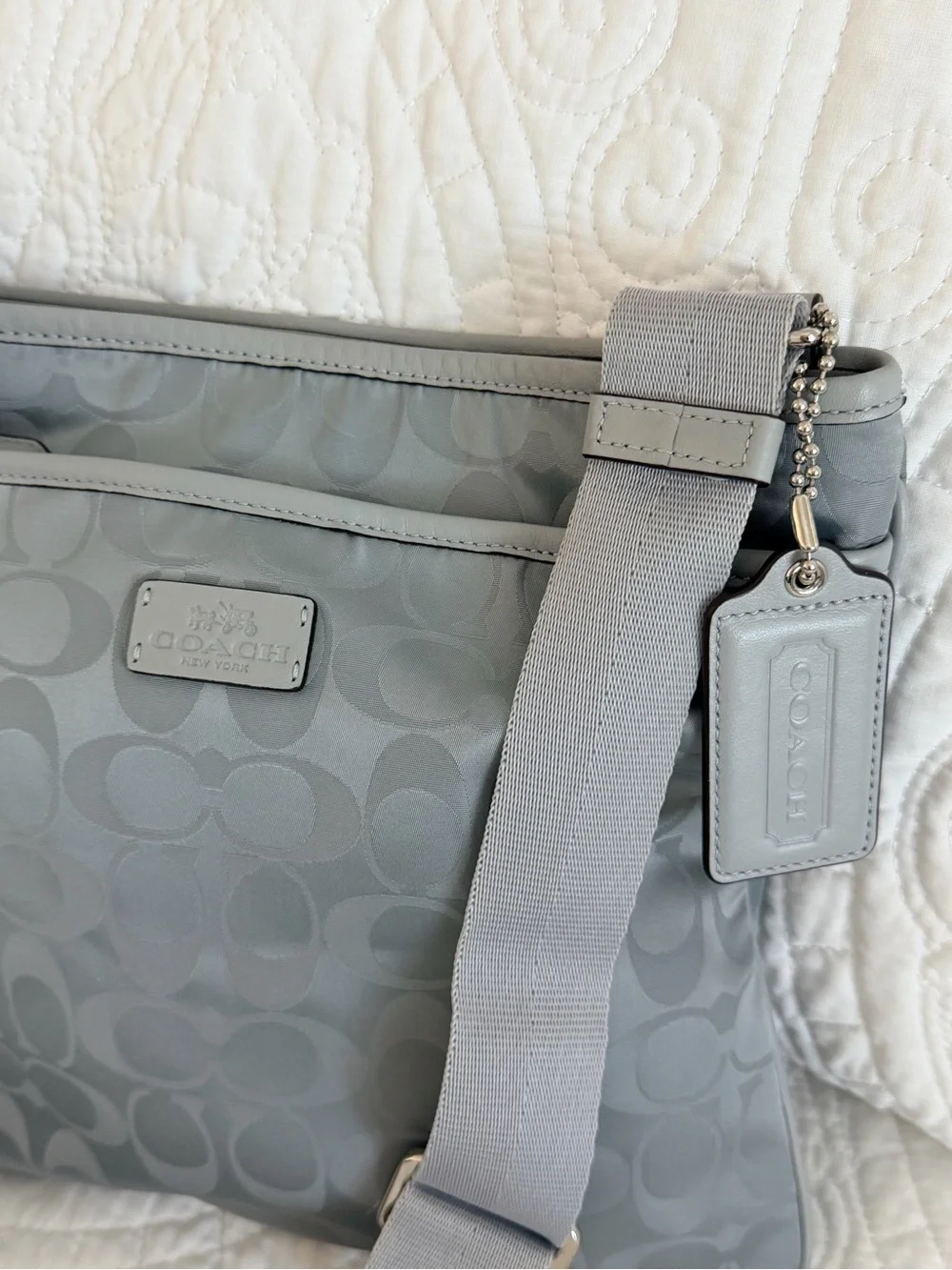 Coach Gray Signature Crossbody Bag with Adjustable Strap
